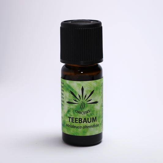 alt="Oricens Wolf Liebmann GesbR Bio Teebaumöl Melaleuca alternifolia, 10 ml, 100 % naturreines ätherisches Öl im braunen Glasfläschchen"