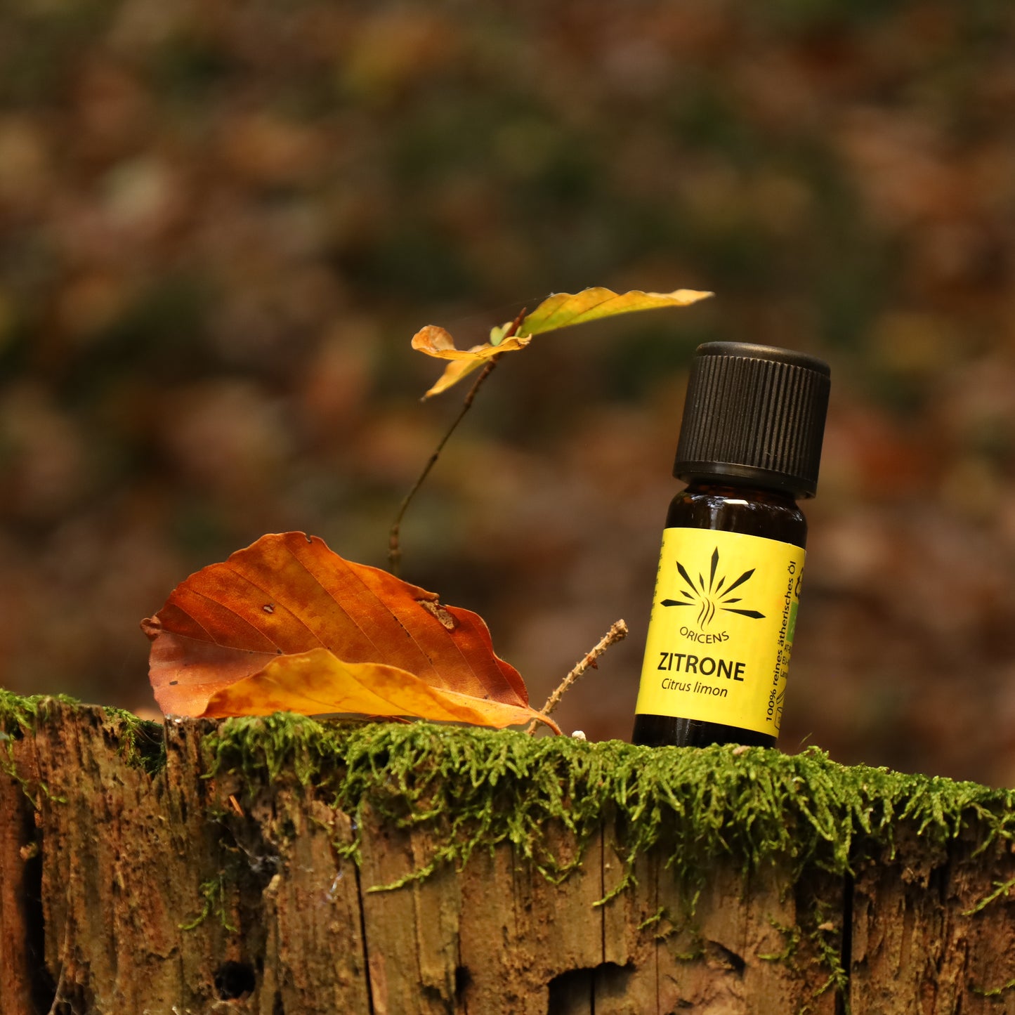 alt="Oricens Wolf Liebmann GesbR Bio Zitronenöl Citrus limon, 10 ml, 100 % naturreines ätherisches Öl im braunen Glasfläschchen"