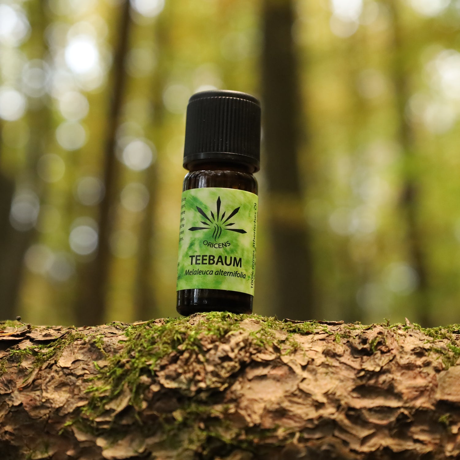 alt="Oricens Wolf Liebmann GesbR Bio Teebaumöl Melaleuca alternifolia, 10 ml, 100 % naturreines ätherisches Öl im braunen Glasfläschchen"