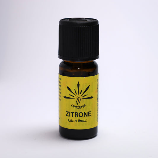 alt="Oricens Wolf Liebmann GesbR Bio Zitronenöl Citrus limon, 10 ml, 100 % naturreines ätherisches Öl im braunen Glasfläschchen"